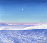 Antarctica David Rosenthal Oil Paintings Moon Over Ice Shelf McMurdo Station Summer